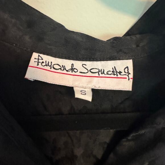 Fernando Sanchez Womens Black Silk Half Button Long Sleeve Midi Dress Size Small - Picture 3 of 9